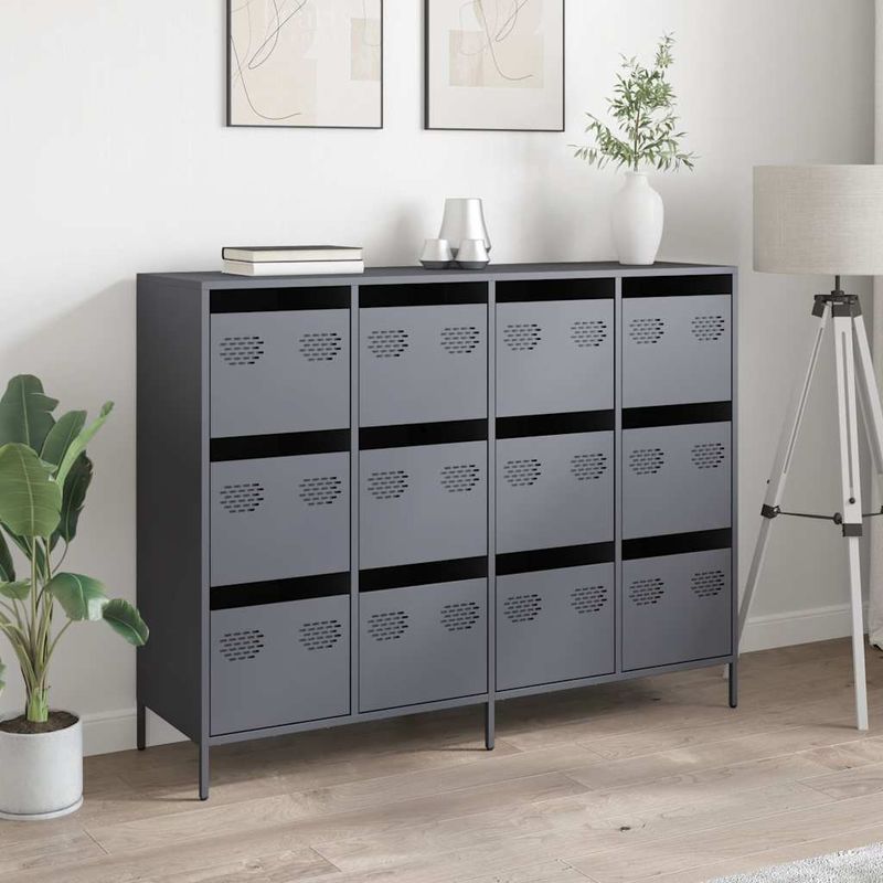 Casa si Gradina - Mobilier - Comode si corpuri - Comode - Dulap, antracit, 135x39x103,5 cm, otel laminat la rece - Infinity.ro