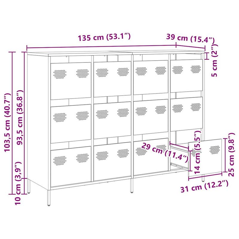 Casa si Gradina - Mobilier - Comode si corpuri - Comode - Dulap, antracit, 135x39x103,5 cm, otel laminat la rece - Infinity.ro