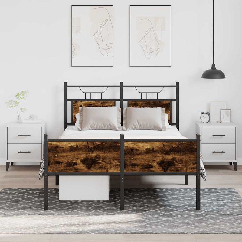 Casa si Gradina - Mobilier - Paturi si accesorii - Paturi - Cadru pat fara saltea stejar fumuriu 120x190 cm, lemn prelucrat - Infinity.ro