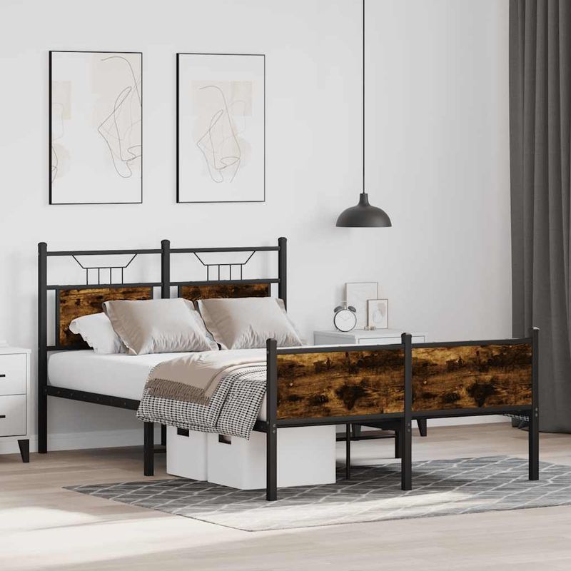 Casa si Gradina - Mobilier - Paturi si accesorii - Paturi - Cadru pat fara saltea stejar fumuriu 120x190 cm, lemn prelucrat - Infinity.ro