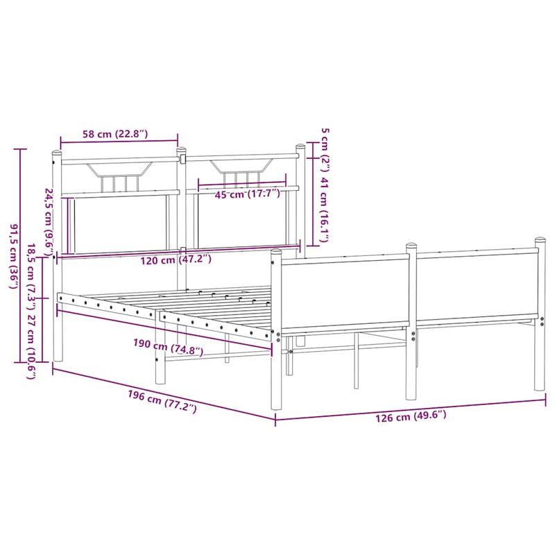 Casa si Gradina - Mobilier - Paturi si accesorii - Paturi - Cadru pat fara saltea stejar fumuriu 120x190 cm, lemn prelucrat - Infinity.ro