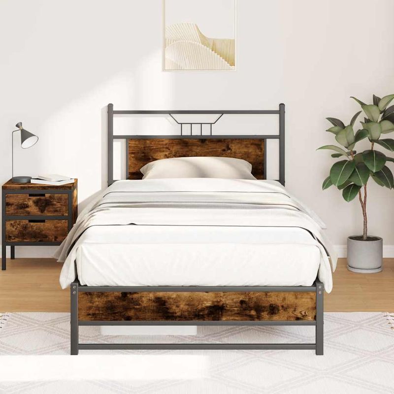 Casa si Gradina - Mobilier - Paturi si accesorii - Paturi - Cadru pat fara saltea, stejar fumuriu 100x190 cm lemn prelucrat - Infinity.ro