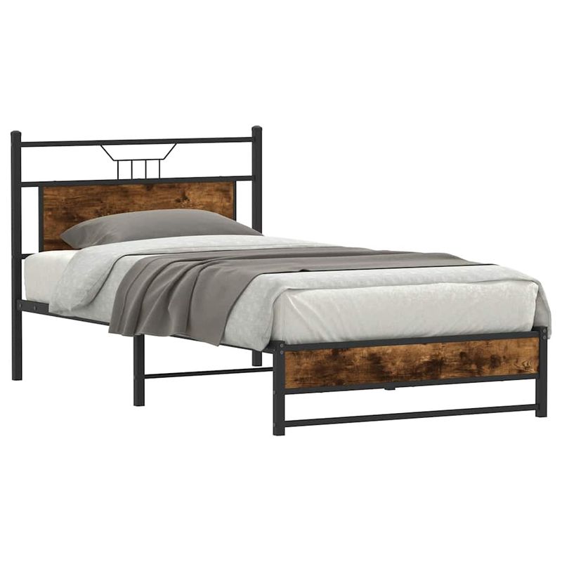 Casa si Gradina - Mobilier - Paturi si accesorii - Paturi - Cadru pat fara saltea, stejar fumuriu 100x190 cm lemn prelucrat - Infinity.ro