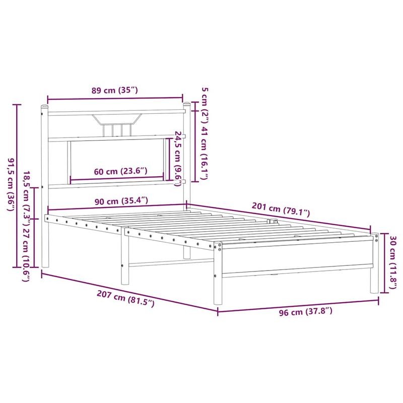 Casa si Gradina - Mobilier - Paturi si accesorii - Paturi - Cadru pat fara saltea stejar sonoma, 90x200 cm, lemn prelucrat - Infinity.ro