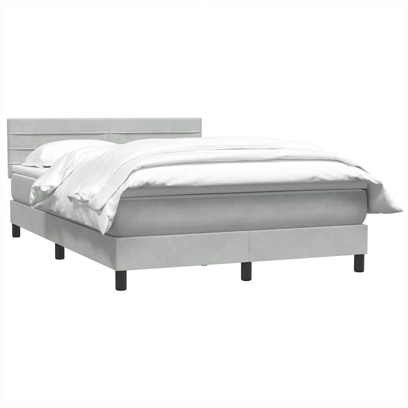 Casa si Gradina - Mobilier - Paturi si accesorii - Paturi - Pat box spring cu saltea, gri deschis, 160x210 cm, catifea - Infinity.ro