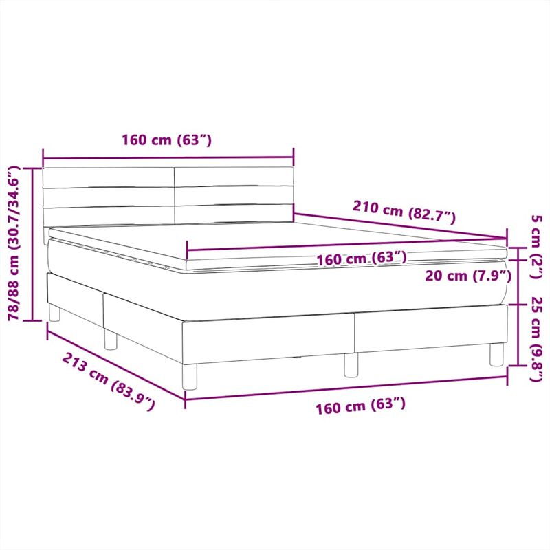 Casa si Gradina - Mobilier - Paturi si accesorii - Paturi - Pat box spring cu saltea, gri deschis, 160x210 cm, catifea - Infinity.ro