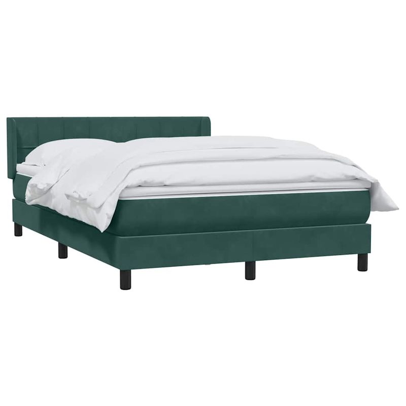Casa si Gradina - Mobilier - Paturi si accesorii - Paturi - Pat box spring cu saltea, verde inchis, 160x210 cm, catifea - Infinity.ro