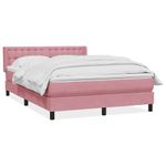 Casa si Gradina - Mobilier - Paturi si accesorii - Paturi - Pat box spring cu saltea, roz, 140x210 cm, catifea - Infinity.ro