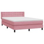 Casa si Gradina - Mobilier - Paturi si accesorii - Paturi - Pat box spring cu saltea, roz, 140x210 cm, catifea - Infinity.ro