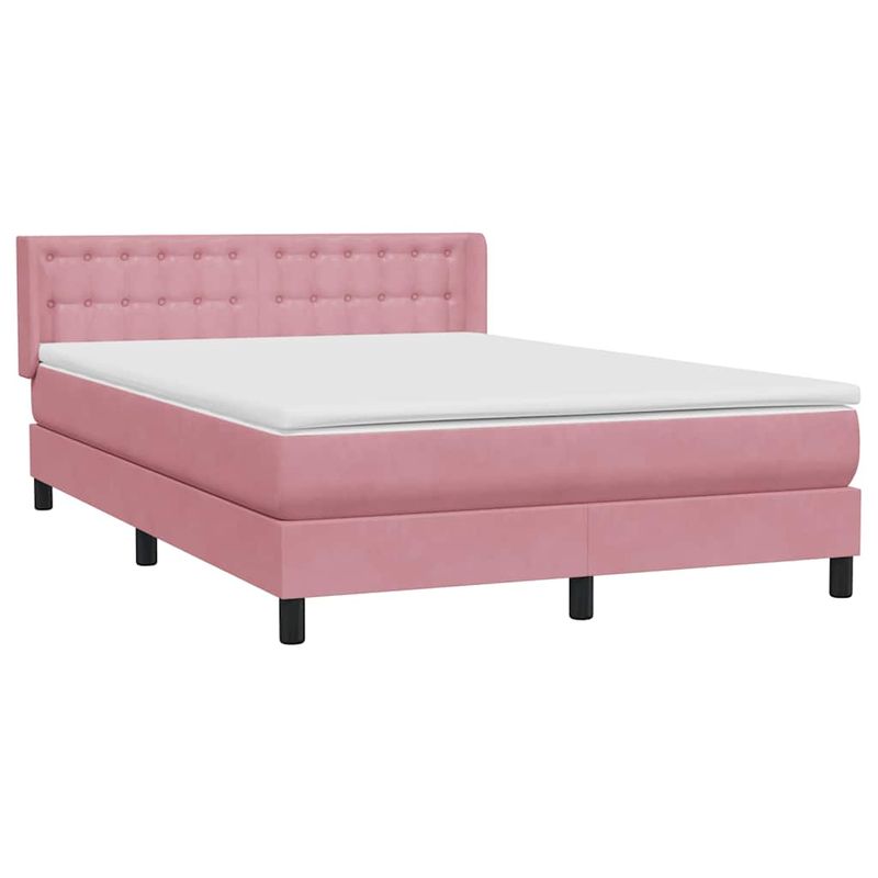 Casa si Gradina - Mobilier - Paturi si accesorii - Paturi - Pat box spring cu saltea, roz, 140x210 cm, catifea - Infinity.ro