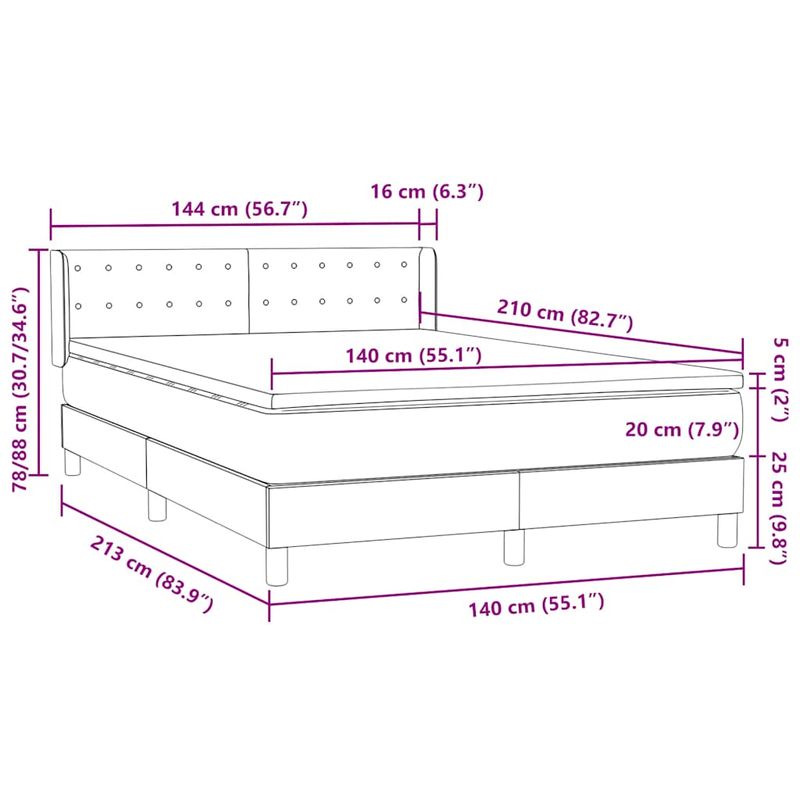 Casa si Gradina - Mobilier - Paturi si accesorii - Paturi - Pat box spring cu saltea, roz, 140x210 cm, catifea - Infinity.ro