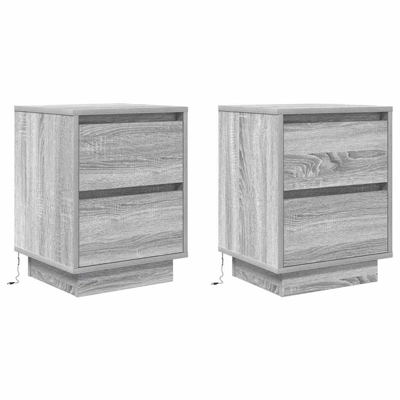 Casa si Gradina - Mobilier - Comode si corpuri - Noptiere - Noptiere cu lumini LED 2 buc Gri Sonoma 38x34x50 cm - Infinity.ro