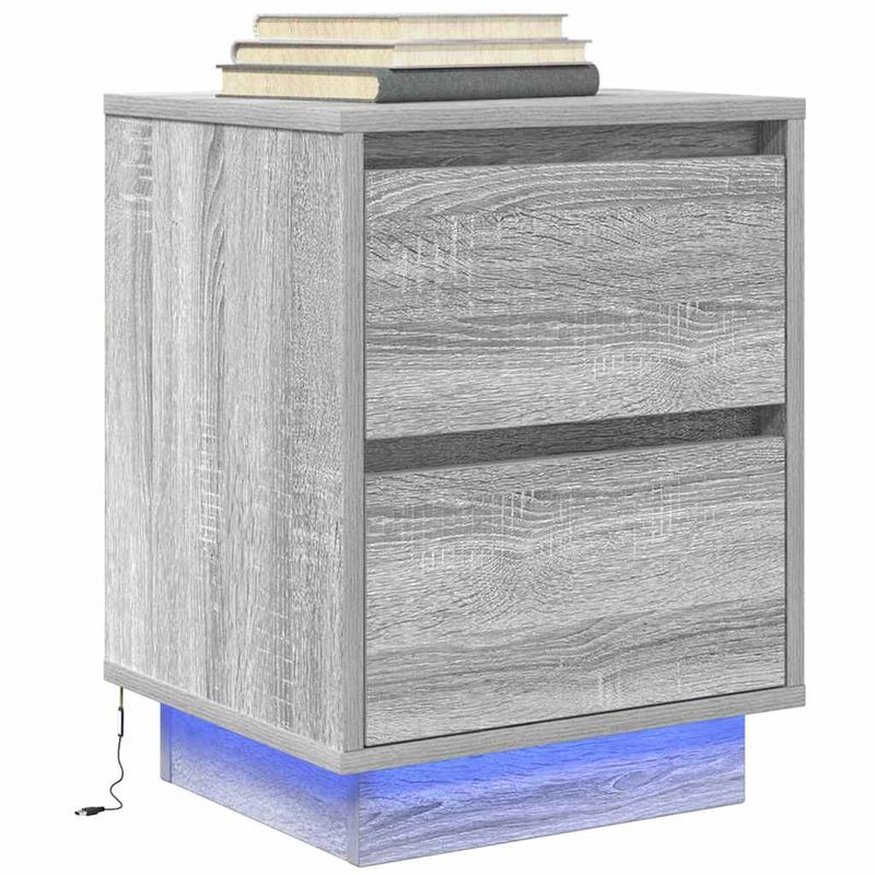 Casa si Gradina - Mobilier - Comode si corpuri - Noptiere - Noptiere cu lumini LED 2 buc Gri Sonoma 38x34x50 cm - Infinity.ro