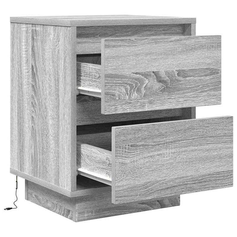 Casa si Gradina - Mobilier - Comode si corpuri - Noptiere - Noptiere cu lumini LED 2 buc Gri Sonoma 38x34x50 cm - Infinity.ro