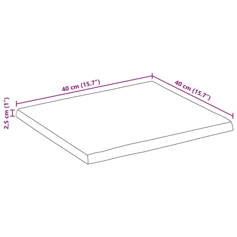 Casa si Gradina - Mobilier - Feronerie si accesorii mobila - Blat masa cu margini naturale, 40x40x2,5 cm, lemn masiv mango (natural) - Infinity.ro