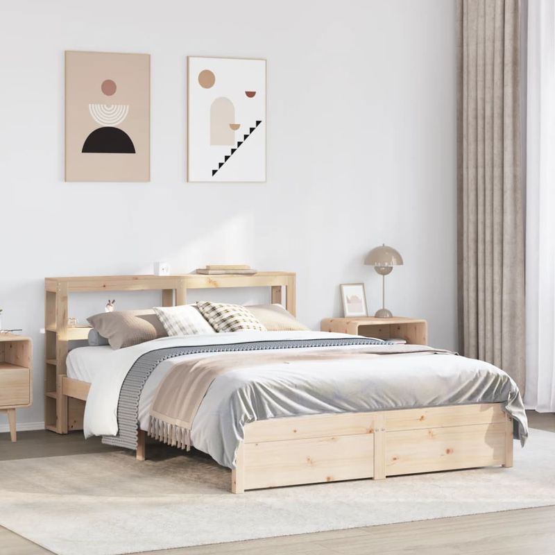 Casa si Gradina - Mobilier - Paturi si accesorii - Paturi - Cadru de pat cu tablie, 140x200 cm, lemn masiv de pin - Infinity.ro