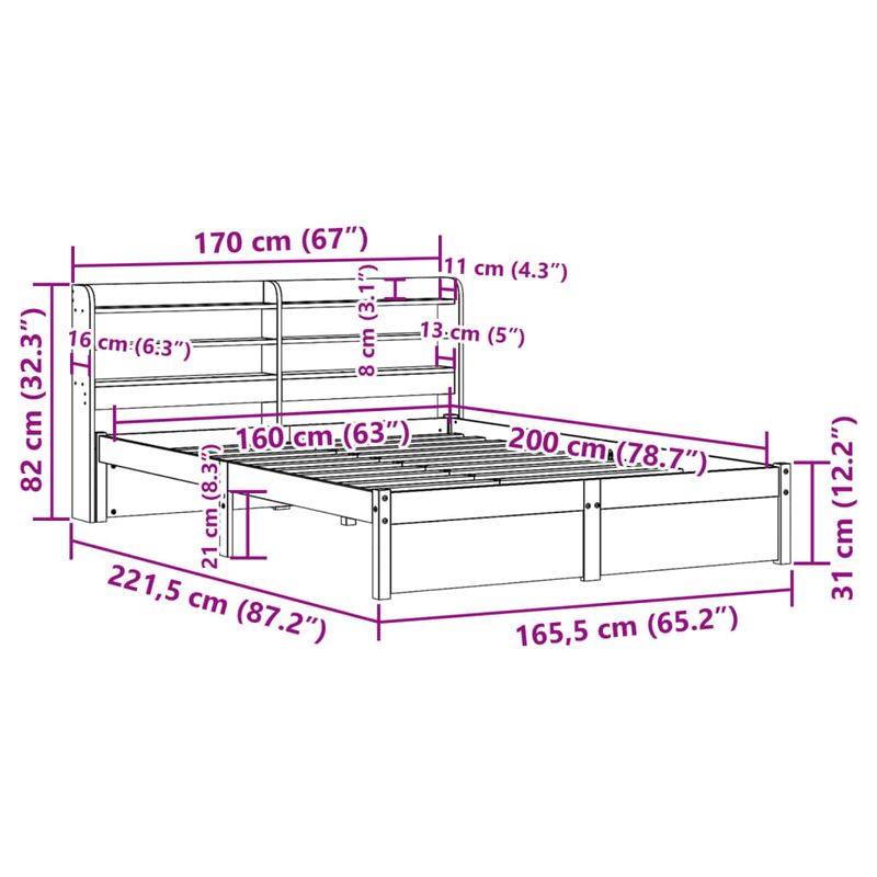 Casa si Gradina - Mobilier - Paturi si accesorii - Paturi - Cadru de pat cu tablie fara saltea, alb, 160x200 cm - Infinity.ro