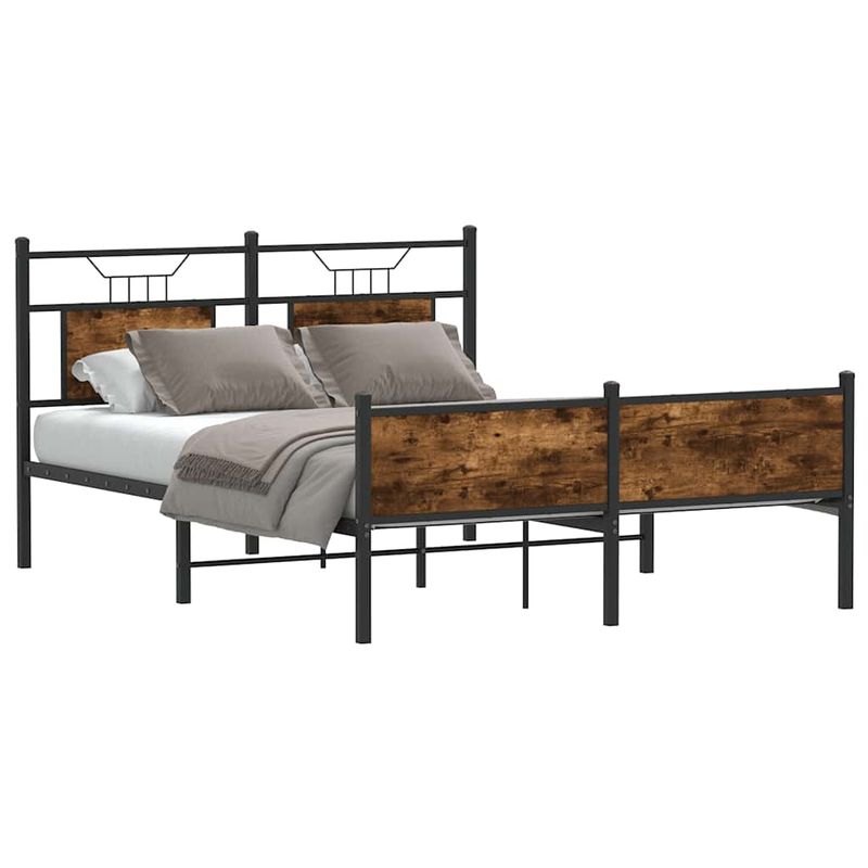 Casa si Gradina - Mobilier - Paturi si accesorii - Paturi - Cadru pat fara saltea stejar fumuriu 140x200 cm lemn prelucrat - Infinity.ro