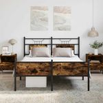 Casa si Gradina - Mobilier - Paturi si accesorii - Paturi - Cadru pat fara saltea stejar fumuriu 140x200 cm lemn prelucrat - Infinity.ro