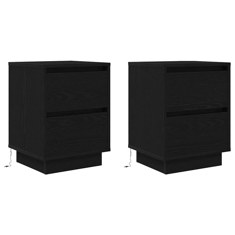 Casa si Gradina - Mobilier - Comode si corpuri - Noptiere - Noptiere cu lumini LED 2 buc Negru 38x34x50 cm - Infinity.ro