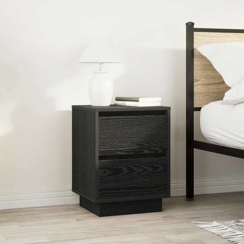 Casa si Gradina - Mobilier - Comode si corpuri - Noptiere - Noptiere cu lumini LED 2 buc Negru 38x34x50 cm - Infinity.ro