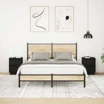 Casa si Gradina - Mobilier - Comode si corpuri - Noptiere - Noptiere cu lumini LED 2 buc Negru 38x34x50 cm - Infinity.ro