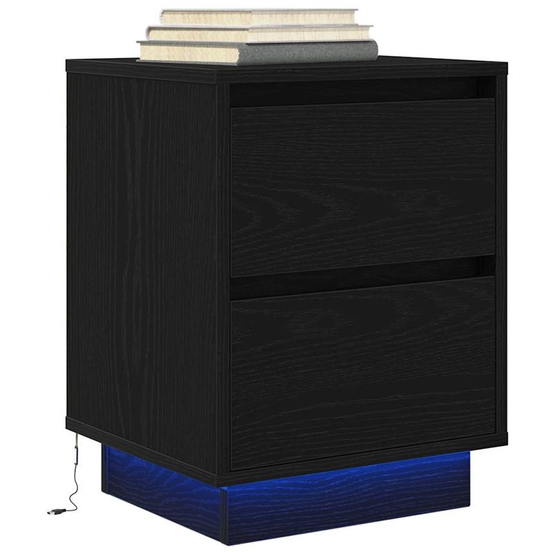 Casa si Gradina - Mobilier - Comode si corpuri - Noptiere - Noptiere cu lumini LED 2 buc Negru 38x34x50 cm - Infinity.ro