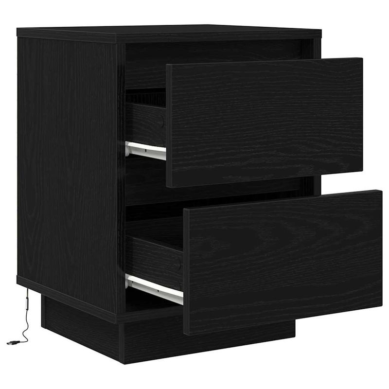 Casa si Gradina - Mobilier - Comode si corpuri - Noptiere - Noptiere cu lumini LED 2 buc Negru 38x34x50 cm - Infinity.ro
