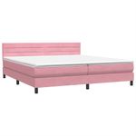 Casa si Gradina - Mobilier - Paturi si accesorii - Paturi - Pat box spring cu saltea, roz, 180x210 cm, catifea - Infinity.ro