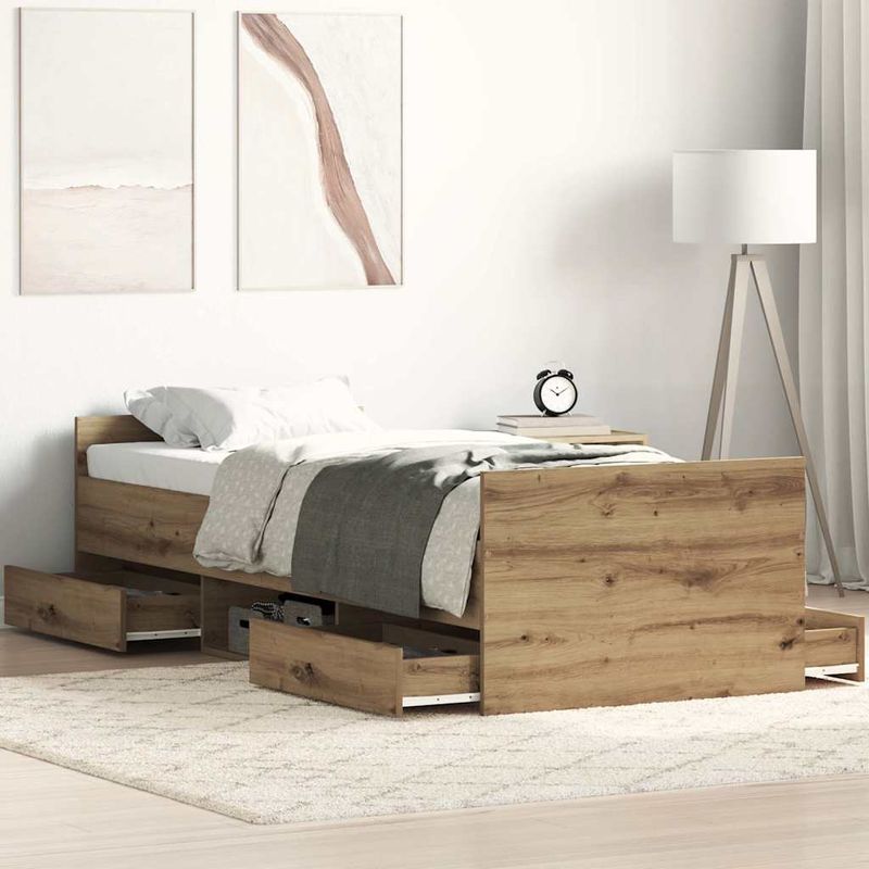 Casa si Gradina - Mobilier - Paturi si accesorii - Paturi - Cadru de pat fara saltea Stejar Artisan 90x190cm Lemn prelucrat - Infinity.ro