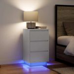 Casa si Gradina - Mobilier - Comode si corpuri - Noptiere - Noptiera cu lumini LED alb 38x34x65 cm - Infinity.ro