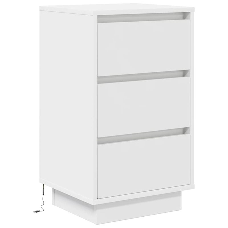 Casa si Gradina - Mobilier - Comode si corpuri - Noptiere - Noptiera cu lumini LED alb 38x34x65 cm - Infinity.ro