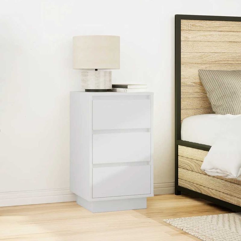 Casa si Gradina - Mobilier - Comode si corpuri - Noptiere - Noptiera cu lumini LED alb 38x34x65 cm - Infinity.ro