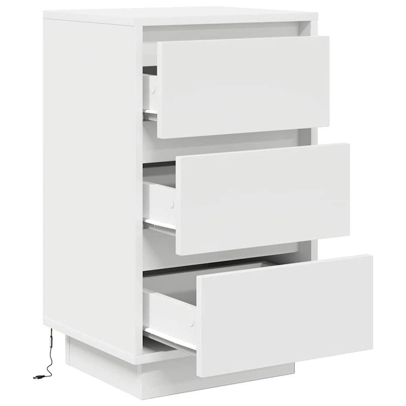 Casa si Gradina - Mobilier - Comode si corpuri - Noptiere - Noptiera cu lumini LED alb 38x34x65 cm - Infinity.ro