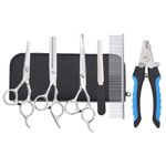 Petshop/Ingrijire si Igiena/Produse uz extern/Clesti si trimmere - Set 6 piese foarfece pentru ingrijirea cainilor otel inoxidabil - Infinity.ro