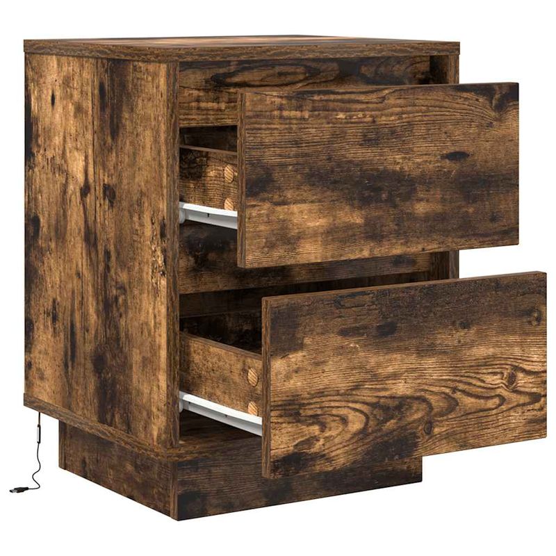 Casa si Gradina - Mobilier - Comode si corpuri - Noptiere - Noptiere cu lumini LED 2 buc Stejar afumat 38x34x50 cm - Infinity.ro