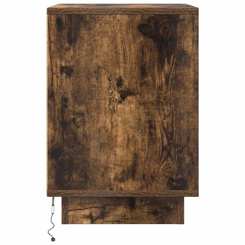 Casa si Gradina - Mobilier - Comode si corpuri - Noptiere - Noptiere cu lumini LED 2 buc Stejar afumat 38x34x50 cm - Infinity.ro