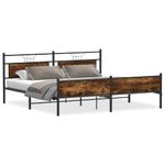 Casa si Gradina - Mobilier - Paturi si accesorii - Paturi - Cadru pat metalic fara saltea, stejar fumuriu, 200x200 cm - Infinity.ro