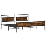 Casa si Gradina - Mobilier - Paturi si accesorii - Paturi - Cadru pat metalic fara saltea, stejar fumuriu, 200x200 cm - Infinity.ro