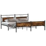 Casa si Gradina - Mobilier - Paturi si accesorii - Paturi - Cadru pat metalic fara saltea, stejar fumuriu, 200x200 cm - Infinity.ro