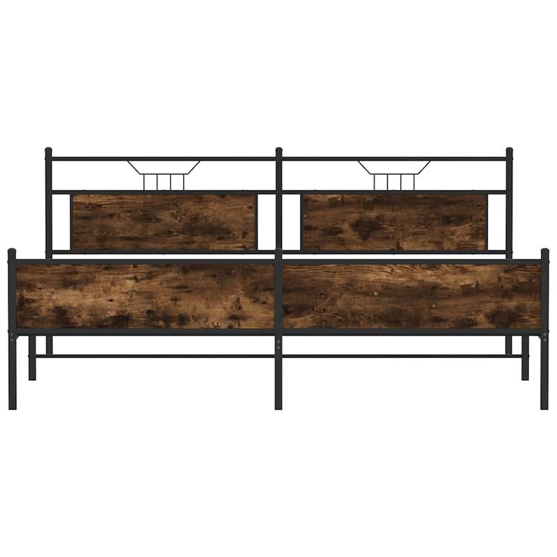 Casa si Gradina - Mobilier - Paturi si accesorii - Paturi - Cadru pat metalic fara saltea, stejar fumuriu, 200x200 cm - Infinity.ro