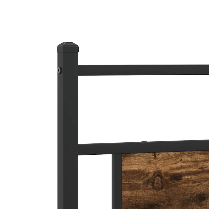 Casa si Gradina - Mobilier - Paturi si accesorii - Paturi - Cadru pat metalic fara saltea, stejar fumuriu, 200x200 cm - Infinity.ro