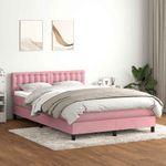 Casa si Gradina - Mobilier - Paturi si accesorii - Paturi - Pat box spring cu saltea, roz, 140x220 cm, catifea - Infinity.ro