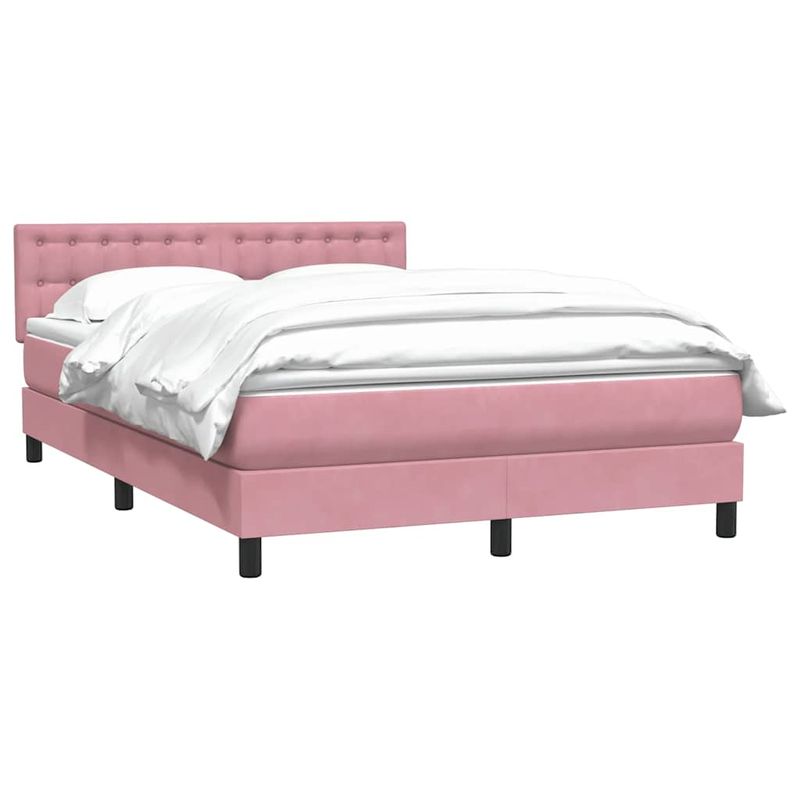 Casa si Gradina - Mobilier - Paturi si accesorii - Paturi - Pat box spring cu saltea, roz, 140x220 cm, catifea - Infinity.ro