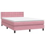 Casa si Gradina - Mobilier - Paturi si accesorii - Paturi - Pat box spring cu saltea, roz, 140x220 cm, catifea - Infinity.ro