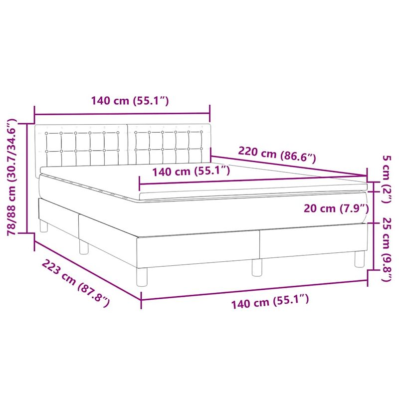 Casa si Gradina - Mobilier - Paturi si accesorii - Paturi - Pat box spring cu saltea, roz, 140x220 cm, catifea - Infinity.ro