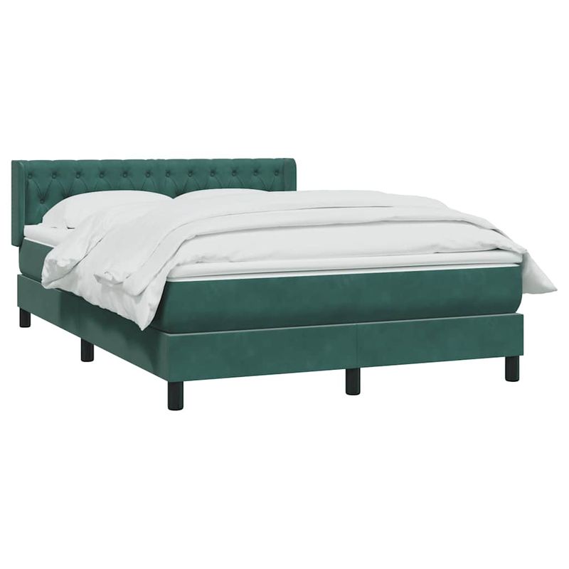 Casa si Gradina - Mobilier - Paturi si accesorii - Paturi - Pat box spring cu saltea, verde inchis, 160x220 cm, catifea - Infinity.ro