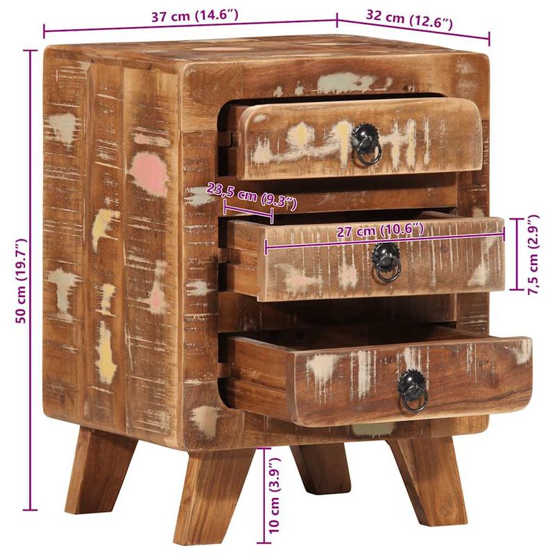 Casa si Gradina - Mobilier - Comode si corpuri - Noptiere - Noptiera 37x32x50 cm lemn masiv recuperat - Infinity.ro