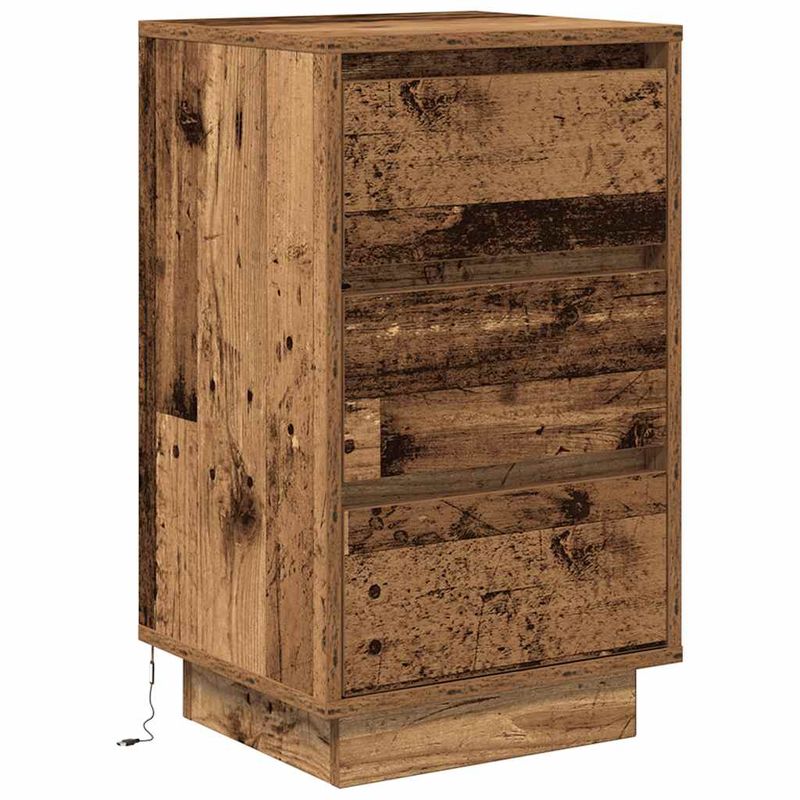 Casa si Gradina - Mobilier - Comode si corpuri - Noptiere - Noptiera cu lumini LED Lemn vechi 38x34x65 cm - Infinity.ro