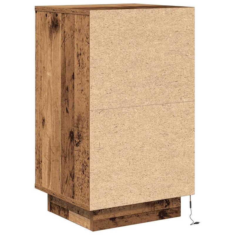 Casa si Gradina - Mobilier - Comode si corpuri - Noptiere - Noptiera cu lumini LED Lemn vechi 38x34x65 cm - Infinity.ro